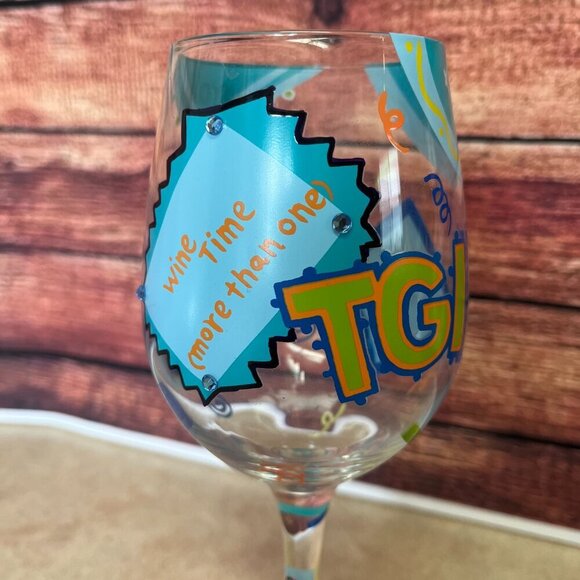Lolita "TGIF" Thank God It's Friday Love My Wine Hand Painted Wine Goblet - Picture 4 of 8